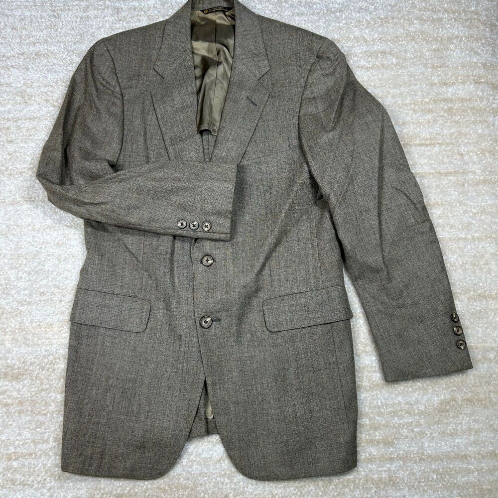 Doncaster Sport Coat Mens 42 Gray Wool Single-Vented 3 Button Flap Pockets